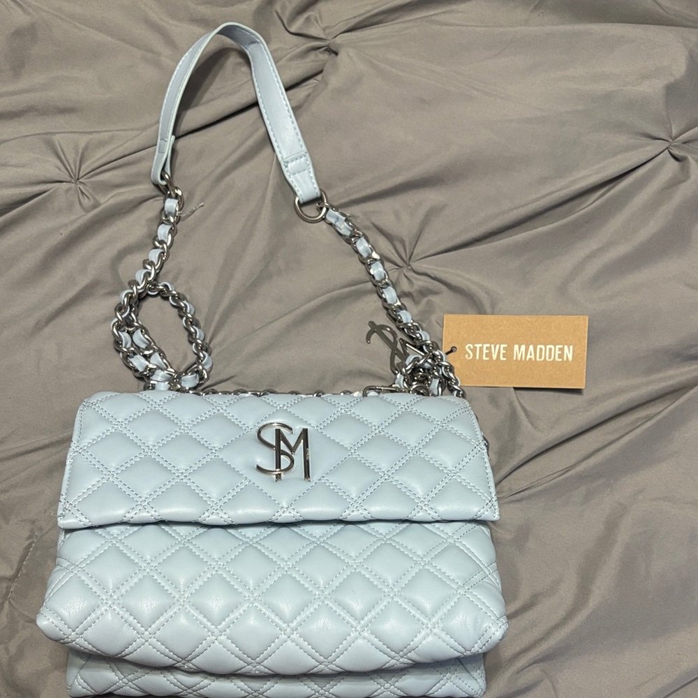 Steve Madden Light Blue Quilted Shoulder Bag